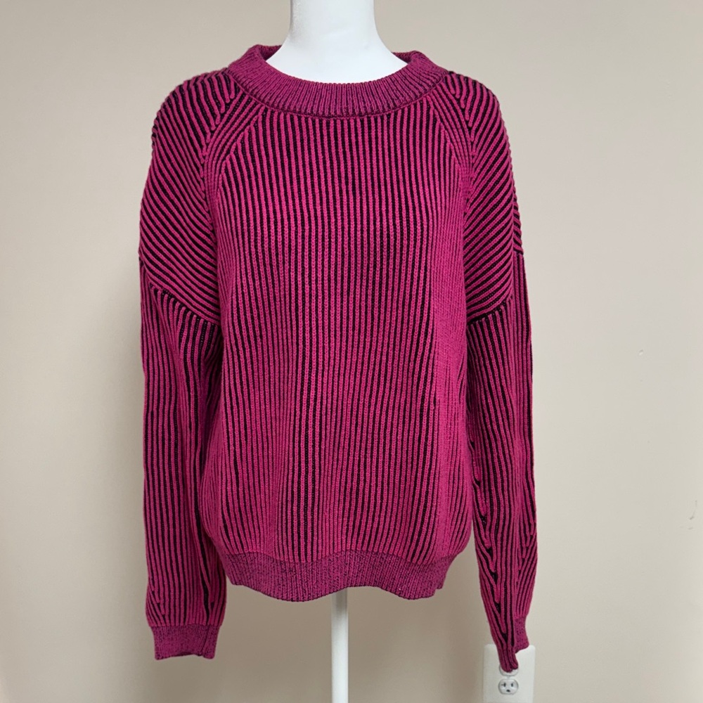 No Boundaries Women's Pink Striped Sweater